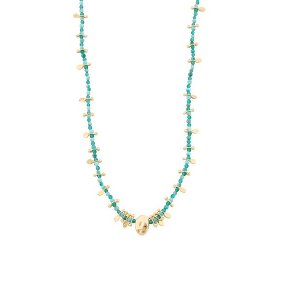 SHAANTI JEWELSIndia 18k Gold Plated Sterling Silver Turquoise Bead Necklace